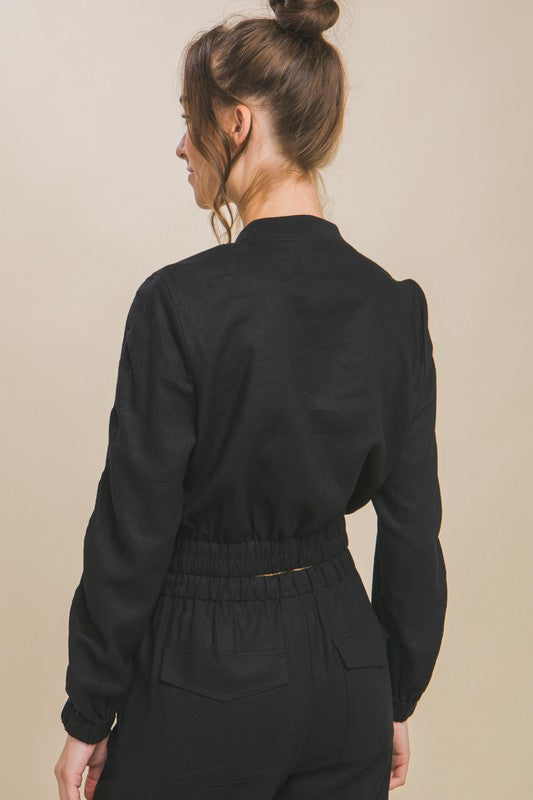 Chamarra Bomber negra